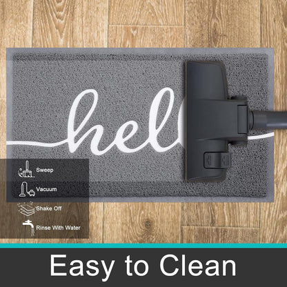 Homaxy Hello Door Mats Indoor, Dirt Trapper Doormats, 40 x 60cm, Grey | Non-Slip, Low Profile, Easy Clean, for Indoor, Entrance, Patio, Front Back Door, Floor mat, Entrance Rug