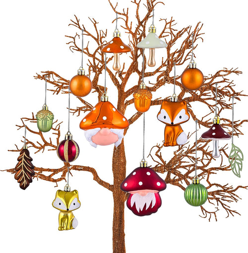 Valery Madelyn 24pcs Autumn Decorations, Halloween Tree baubles for Home Decor, Variaty Shatterproof Set with Gnomes for Harvest Halloween Christmas Holiday Party Gift, 28.5cm