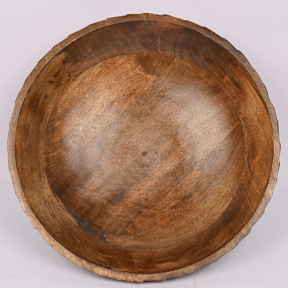 EDHAS Mango Wood Decorative Wooden Bowl Hand Carved Home Decor for Dining Table Center, Living Room, Kitchen Décor (30.48cm x 30.48cm x 12.06cm)