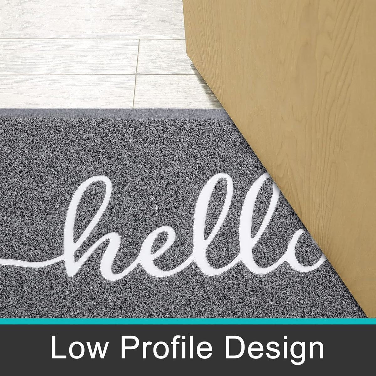 Homaxy Hello Door Mats Indoor, Dirt Trapper Doormats, 40 x 60cm, Grey | Non-Slip, Low Profile, Easy Clean, for Indoor, Entrance, Patio, Front Back Door, Floor mat, Entrance Rug