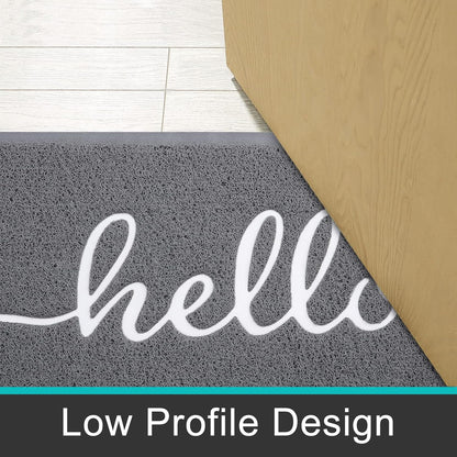 Homaxy Hello Door Mats Indoor, Dirt Trapper Doormats, 40 x 60cm, Grey | Non-Slip, Low Profile, Easy Clean, for Indoor, Entrance, Patio, Front Back Door, Floor mat, Entrance Rug