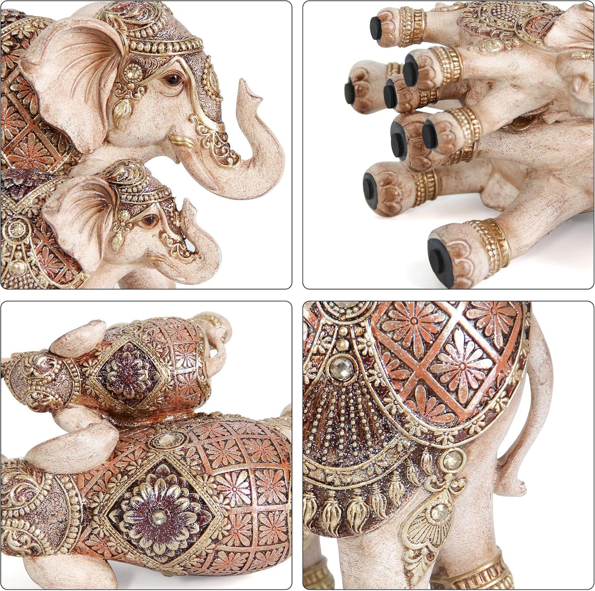 Smadeer Mum and Baby Elephant Ornament, Lucky Elephant Statue with Raised Trunks, Decorative Resin Figurine for Home, Lounge & Shelf Decor, Gift for Mum & Grandma, 15cm Height